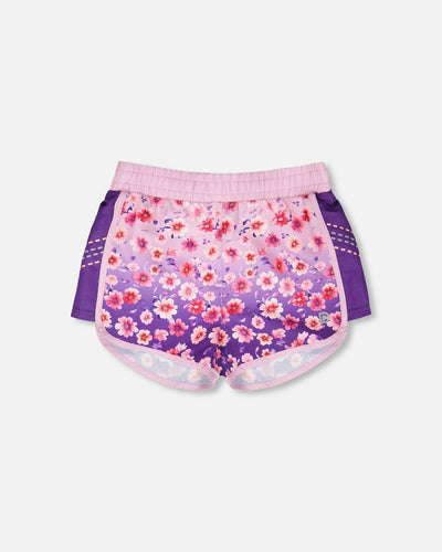 Athletic Shorts In Recycled Polyester Mauve Floral Gradient - H30XG26_3H201