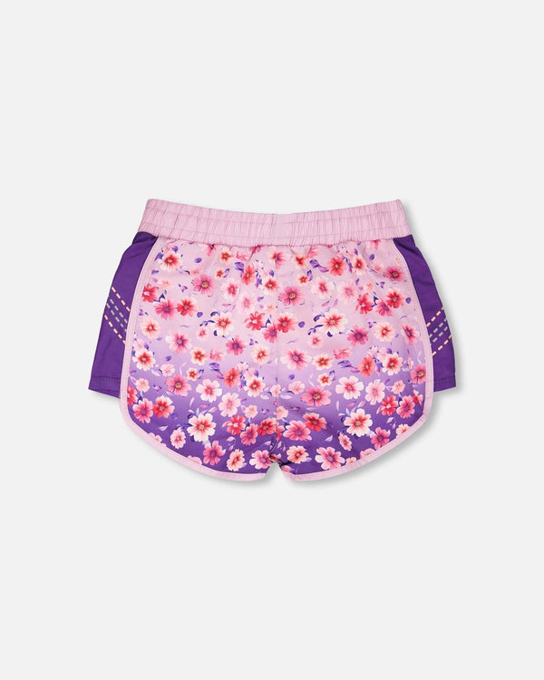 Athletic Shorts In Recycled Polyester Mauve Floral Gradient - H30XG26_3H201