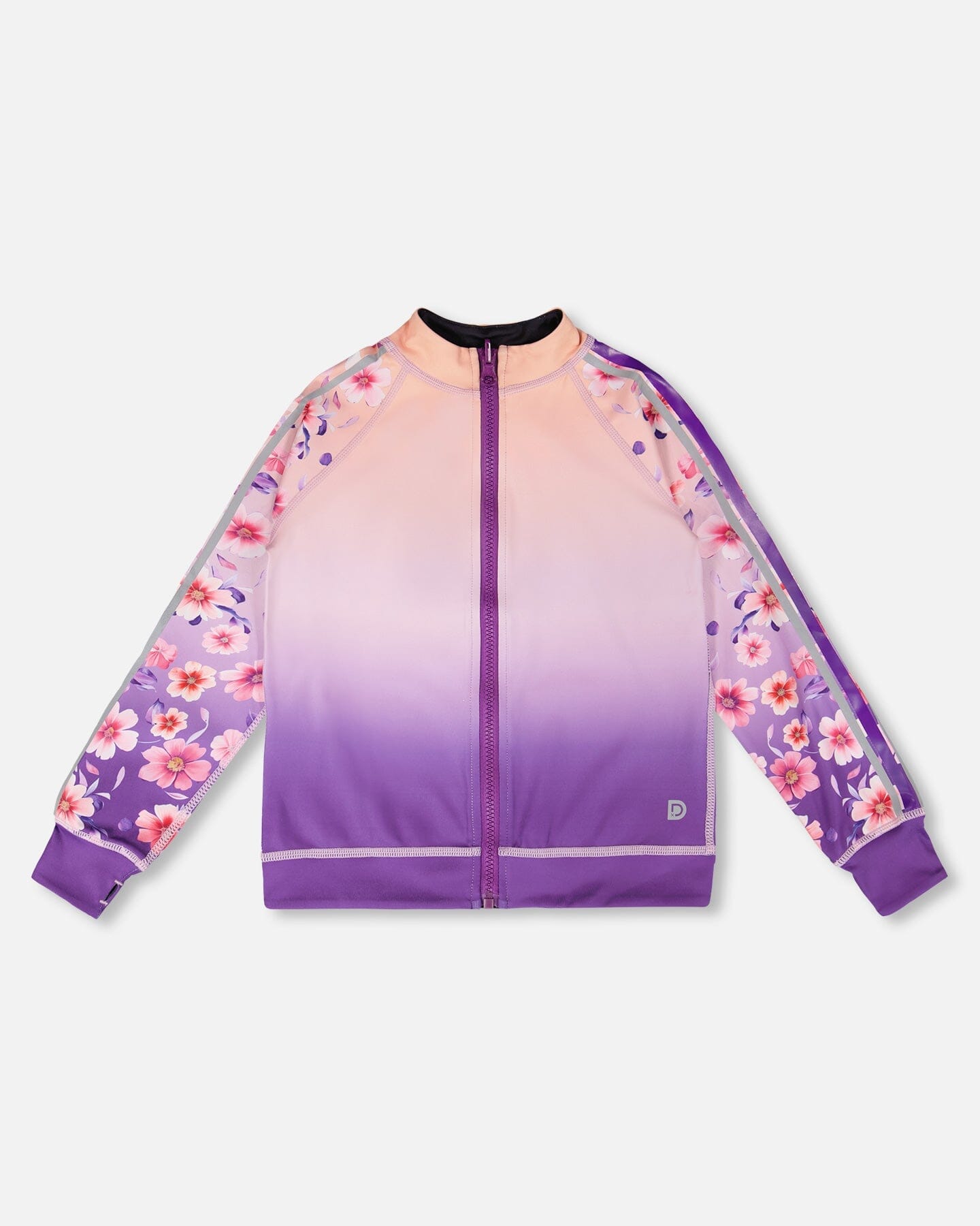 Full Zip Reversible Athletic Cardigan In Recycled Polyester Pink To Mauve Gradient - H30XG30_3H200