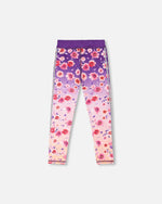 Athletic Leggings In Recycled Polyester Mauve Floral Gradient - H30XG61_3H201