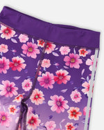 Athletic Leggings In Recycled Polyester Mauve Floral Gradient - H30XG61_3H201