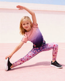 Athletic Short Sleeve Top In Recycled Polyester Pink To Black Gradient