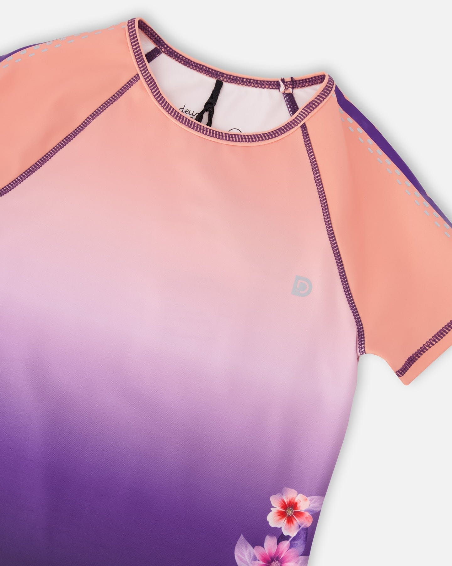 Athletic Short Sleeve Top In Recycled Polyester Pink To Black Gradient - H30XG70_3H202