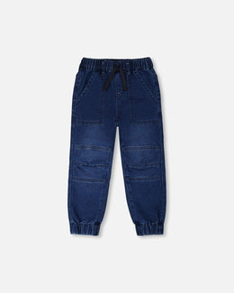 Stretch French Terry Denim Jogger Navy Blue - H30YB22_01230