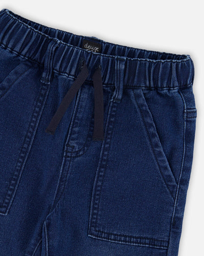 Stretch French Terry Denim Jogger Navy Blue - H30YB22_01230