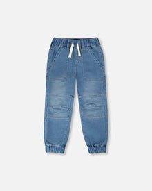 Stretch French Terry Denim Jogger Light Blue - H30YB22_01250