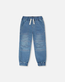 Stretch French Terry Denim Jogger Light Blue - H30YB22_01250