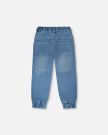 Stretch French Terry Denim Jogger Light Blue - H30YB22_01250
