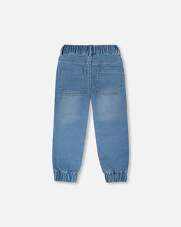 Stretch French Terry Denim Jogger Light Blue - H30YB22_01250