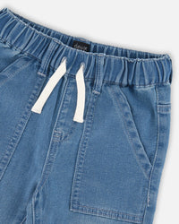 Stretch French Terry Denim Jogger Light Blue - H30YB22_01250