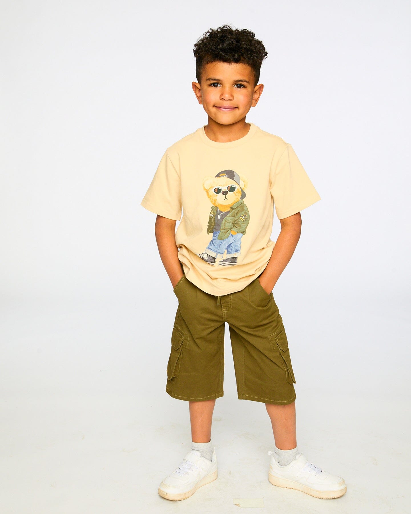 Stretch Twill Bermuda With Cargo Pockets Dark Khaki Green - H30YB27_03720