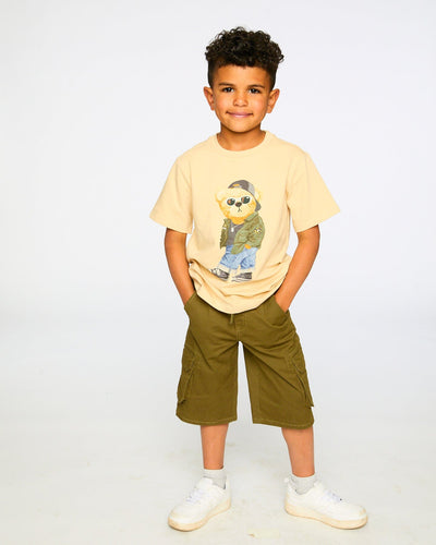 Stretch Twill Bermuda With Cargo Pockets Dark Khaki Green - H30YB27_03720