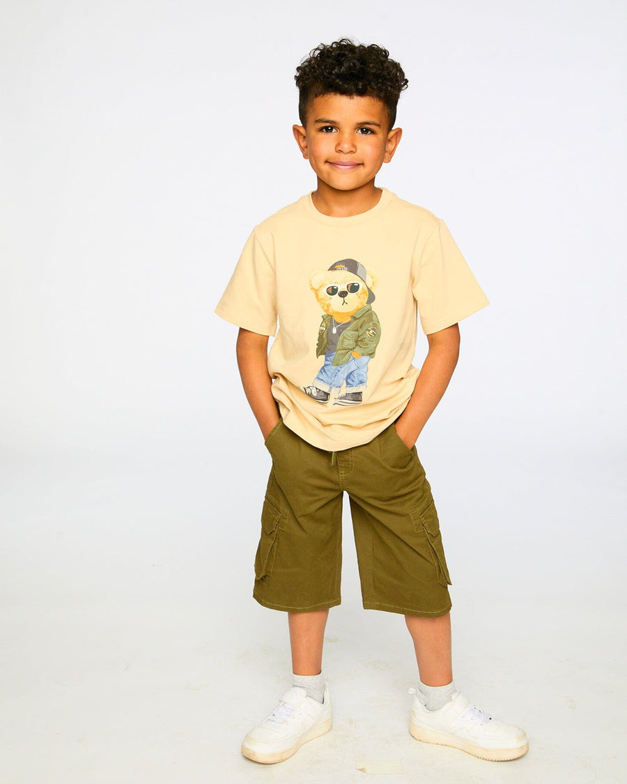 Stretch Twill Bermuda With Cargo Pockets Dark Khaki Green - H30YB27_03720