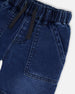 French Terry Navy Blue Denim Shorts - H30YB28_01230
