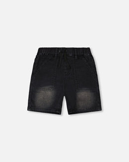 French Terry Grey Denim Shorts - H30YB28_01240