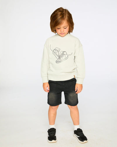 French Terry Grey Denim Shorts - H30YB28_01240