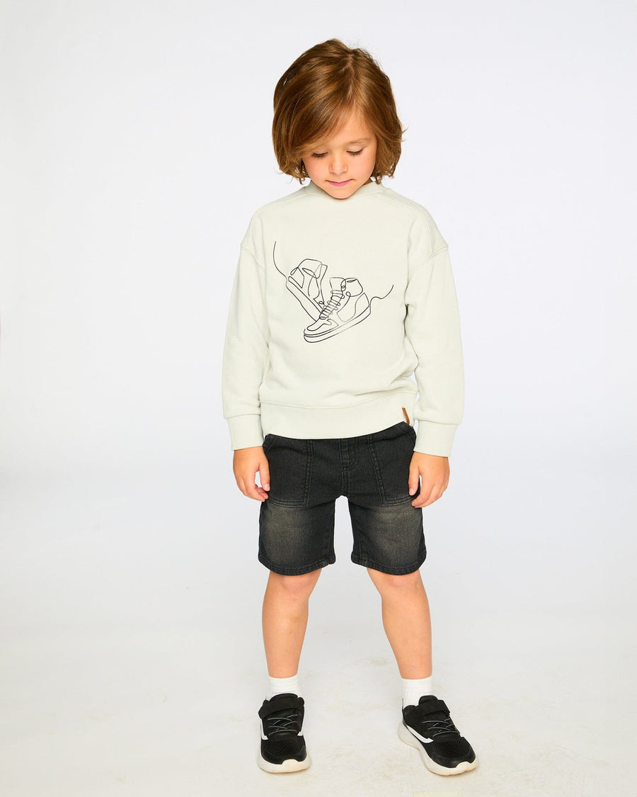 French Terry Grey Denim Shorts - H30YB28_01240