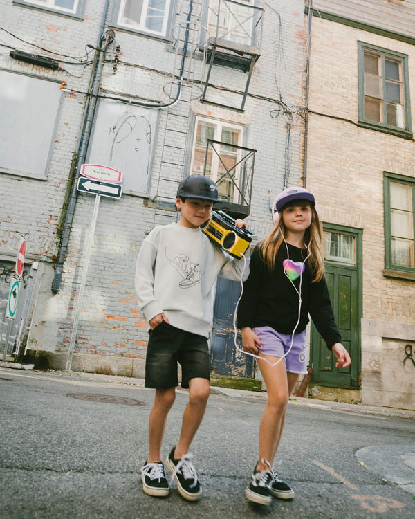 French Terry Grey Denim Shorts - H30YB28_01240