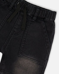 French Terry Grey Denim Shorts - H30YB28_01240