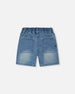 French Terry Light Blue Denim Shorts - H30YB28_01250