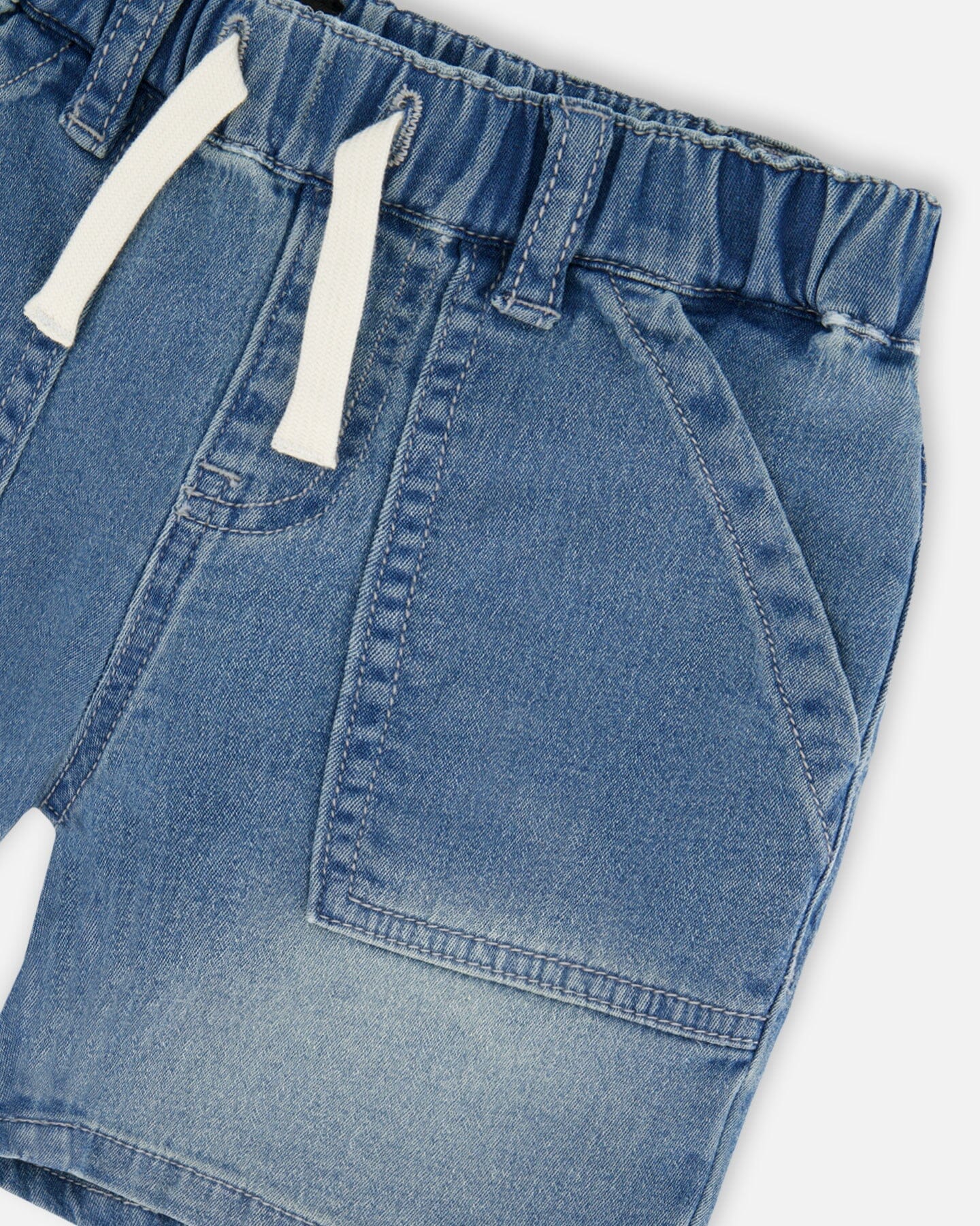 French Terry Light Blue Denim Shorts - H30YB28_01250