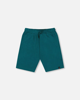 Organic Cotton Jersey Shorts Dark Turquoise Pants & Shorts Deux par Deux 