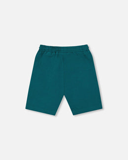 Organic Cotton Jersey Shorts Dark Turquoise Pants & Shorts Deux par Deux 