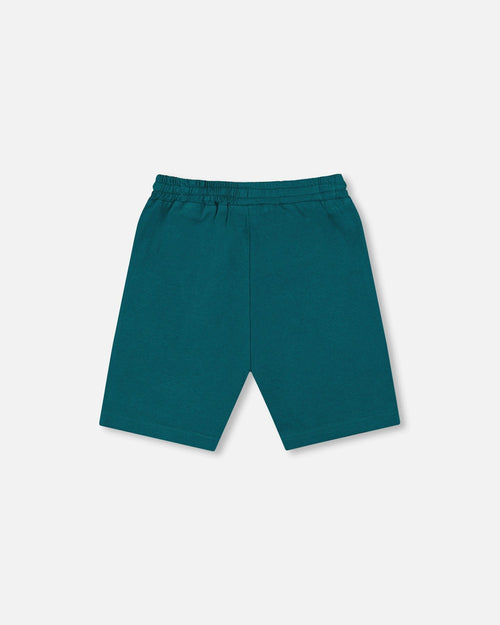 Organic Cotton Jersey Shorts Dark Turquoise Pants & Shorts Deux par Deux 