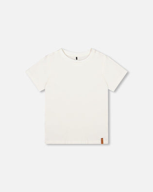 Organic Cotton Jersey T-Shirt Solid Off White Tees & Tops Deux par Deux 