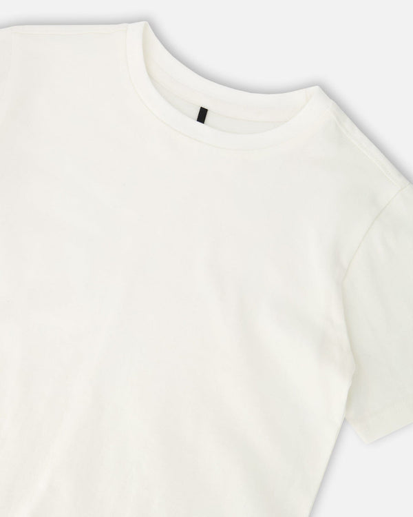 Organic Cotton Jersey T-Shirt Solid Off White Tees & Tops Deux par Deux 