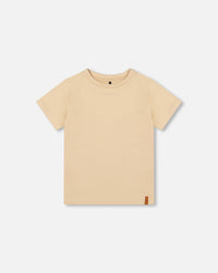 Organic Cotton Jersey T-Shirt Solid Beige Tees & Tops Deux par Deux 