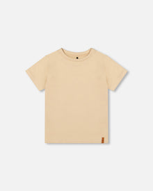 Organic Cotton Jersey T-Shirt Solid Beige Tees & Tops Deux par Deux 
