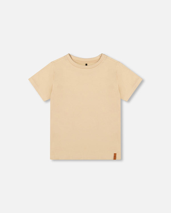 Organic Cotton Jersey T-Shirt Solid Beige Tees & Tops Deux par Deux 