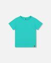 Organic Cotton Jersey T-Shirt Solid Turquoise Tees & Tops Deux par Deux 