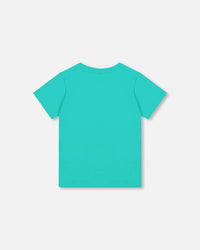 Organic Cotton Jersey T-Shirt Solid Turquoise Tees & Tops Deux par Deux 