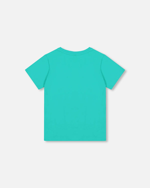 Organic Cotton Jersey T-Shirt Solid Turquoise Tees & Tops Deux par Deux 