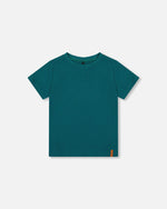 Organic Cotton Jersey T-Shirt Solid Dark Turquoise Tees & Tops Deux par Deux 