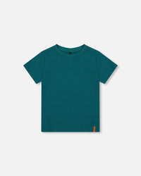 Organic Cotton Jersey T-Shirt Solid Dark Turquoise Tees & Tops Deux par Deux 