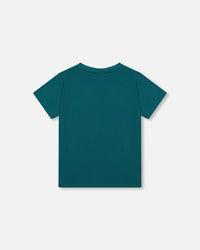 Organic Cotton Jersey T-Shirt Solid Dark Turquoise Tees & Tops Deux par Deux 