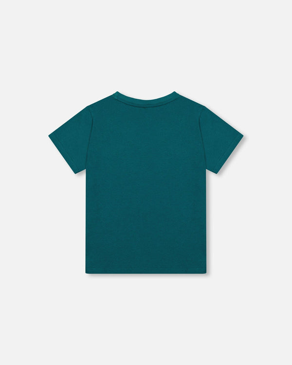 Organic Cotton Jersey T-Shirt Solid Dark Turquoise Tees & Tops Deux par Deux 