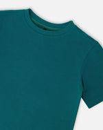Organic Cotton Jersey T-Shirt Solid Dark Turquoise Tees & Tops Deux par Deux 