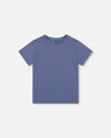 Organic Cotton Jersey T-Shirt Solid Blue Tees & Tops Deux par Deux 