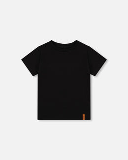 Organic Cotton Jersey T-Shirt Solid Black Tees & Tops Deux par Deux 