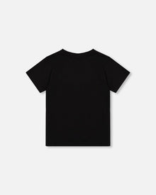 Organic Cotton Jersey T-Shirt Solid Black Tees & Tops Deux par Deux 