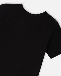 Organic Cotton Jersey T-Shirt Solid Black Tees & Tops Deux par Deux 