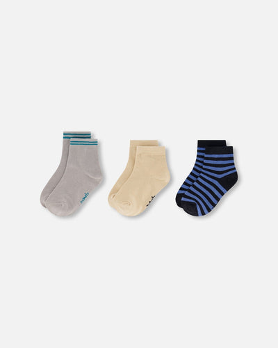 Socks (3 Pairs) Set Striped Blue And Black - H30YBS_3H203