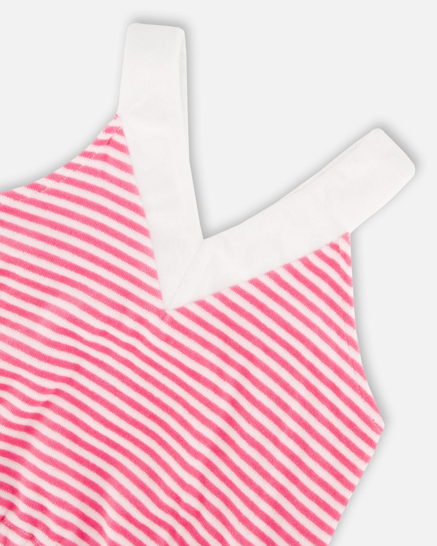 Striped Terry Cloth Top And Short Set White And Pink - H30YG10_3H122