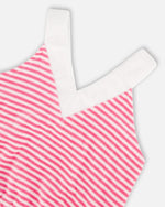 Striped Terry Cloth Top And Short Set White And Pink - H30YG10_3H122