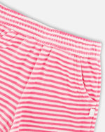 Striped Terry Cloth Top And Short Set White And Pink - H30YG10_3H122