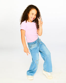 Wide Leg Light Blue Denim Jeans - H30YG20_01250